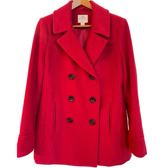 St. John's Bay Jackets & Blazers - St. John’s Bay Red Wool-Blend Peacoat – Size Large